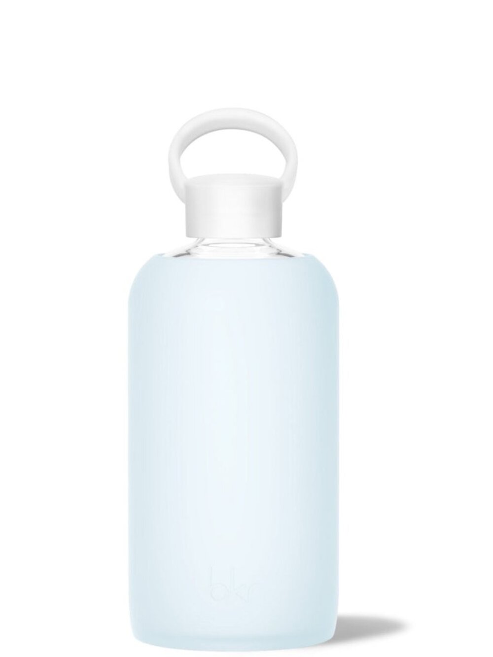 BKR Glass Water Bottle Silicone Sleeve in Astrid Sheer Light Blue Big 1L/32oz